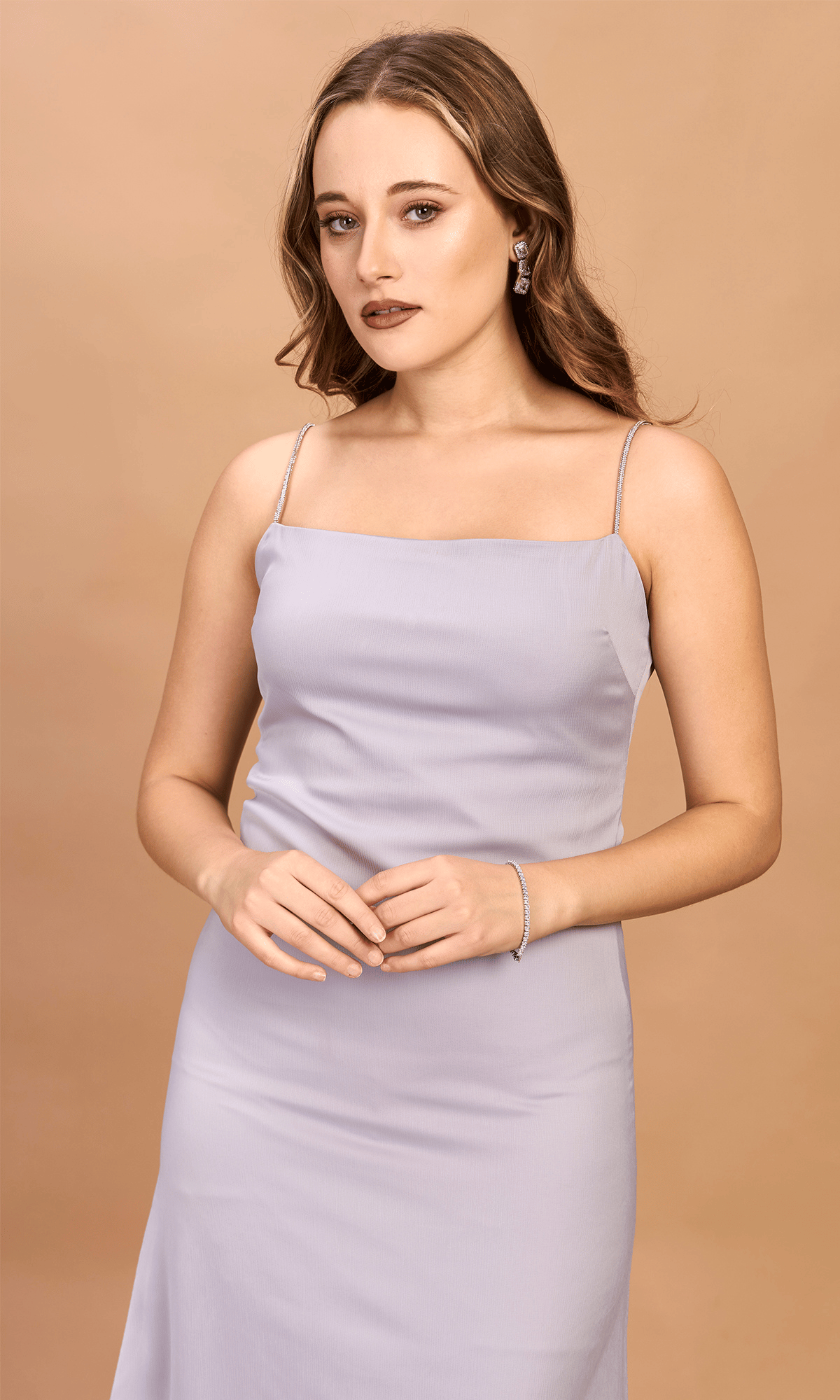 Lilac Satin Midi Dress