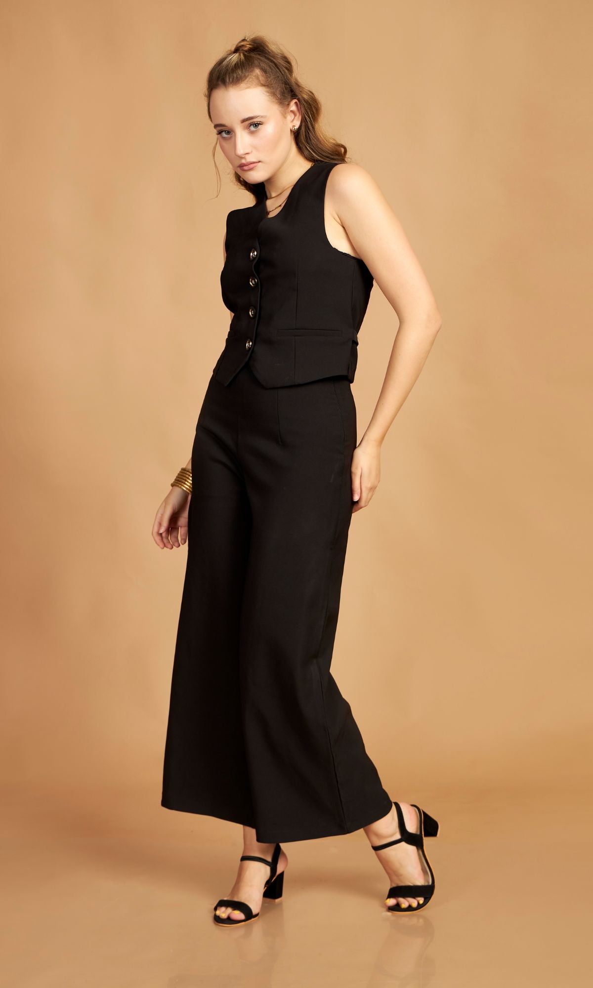 Black Waist Coat Pant Set