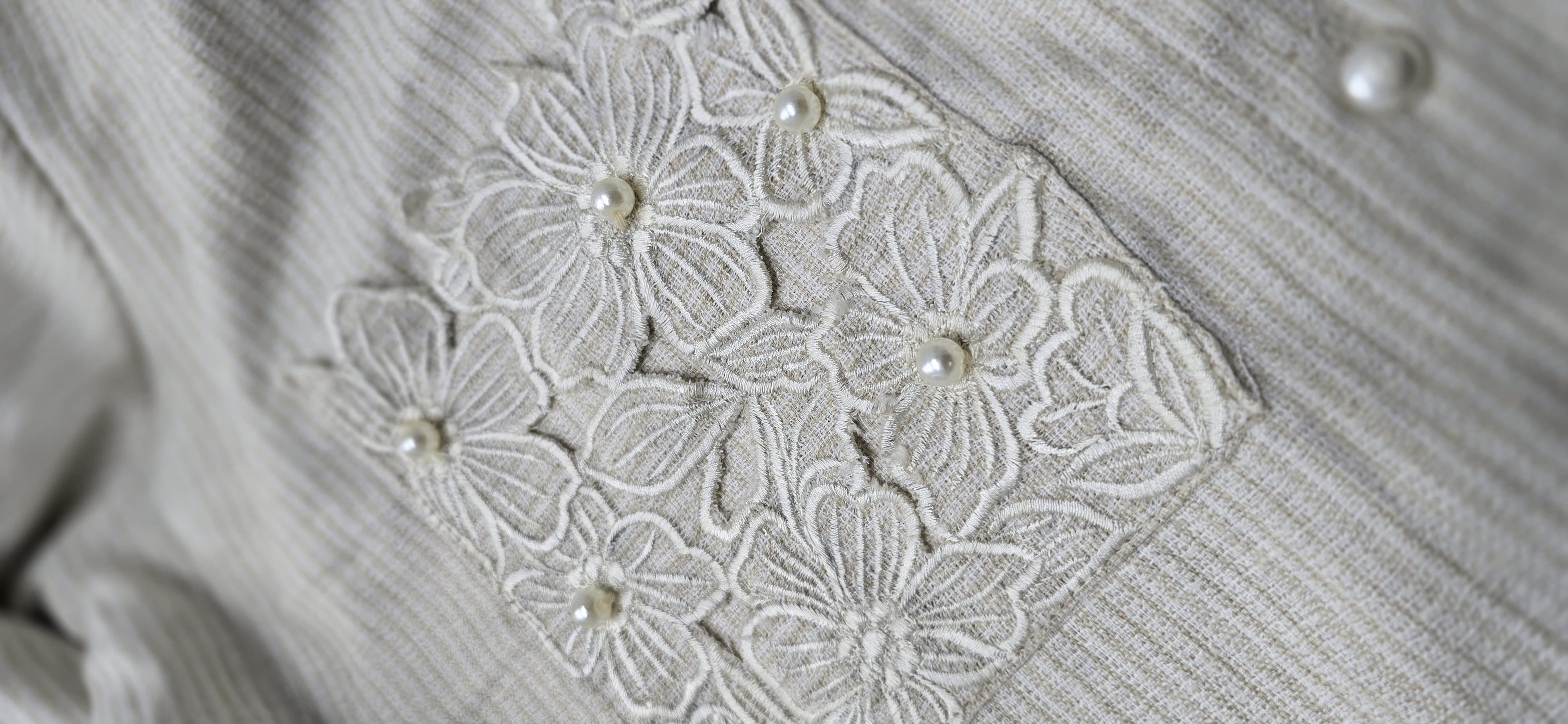 Cutwork pocket linen shirt