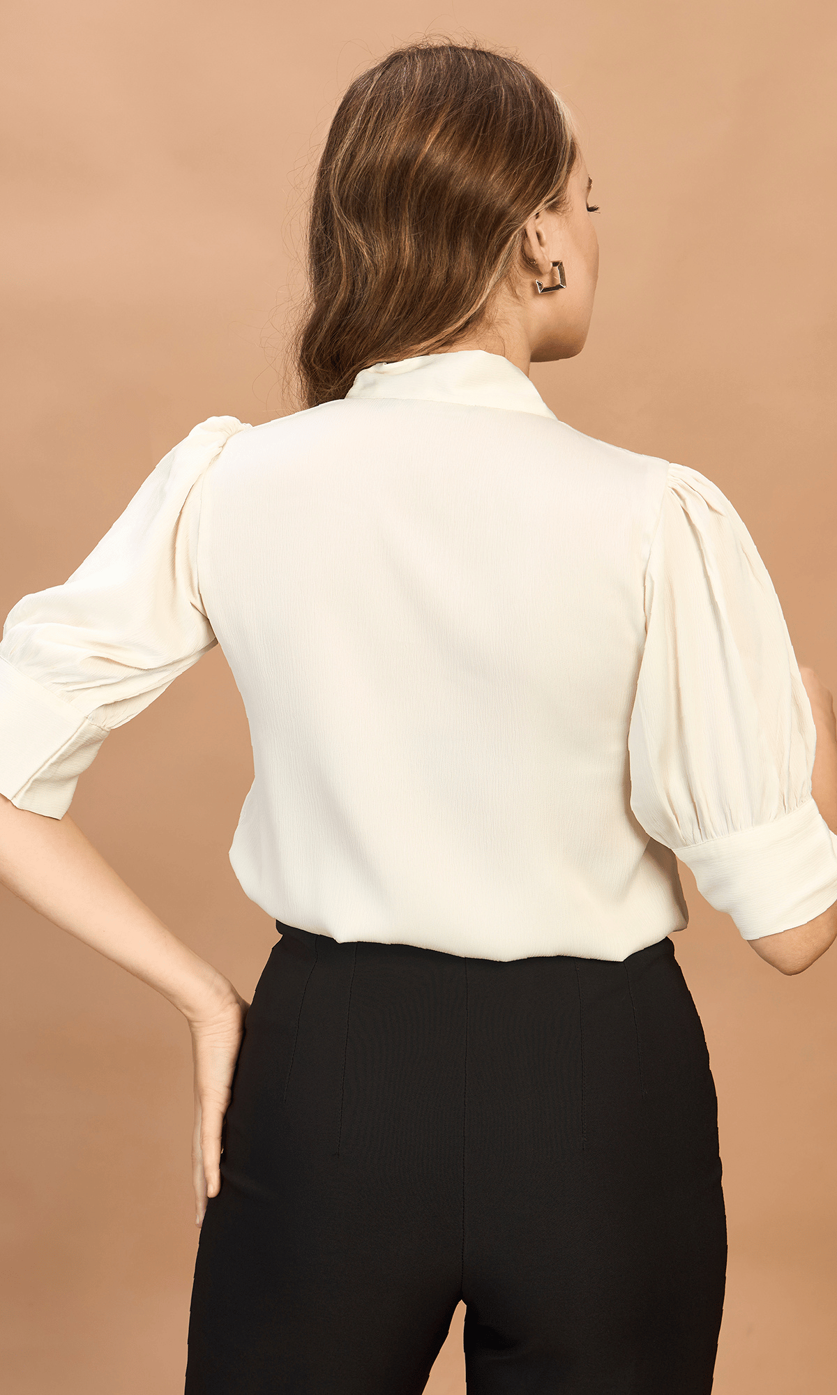 Pearl Satin Tie Neck Top