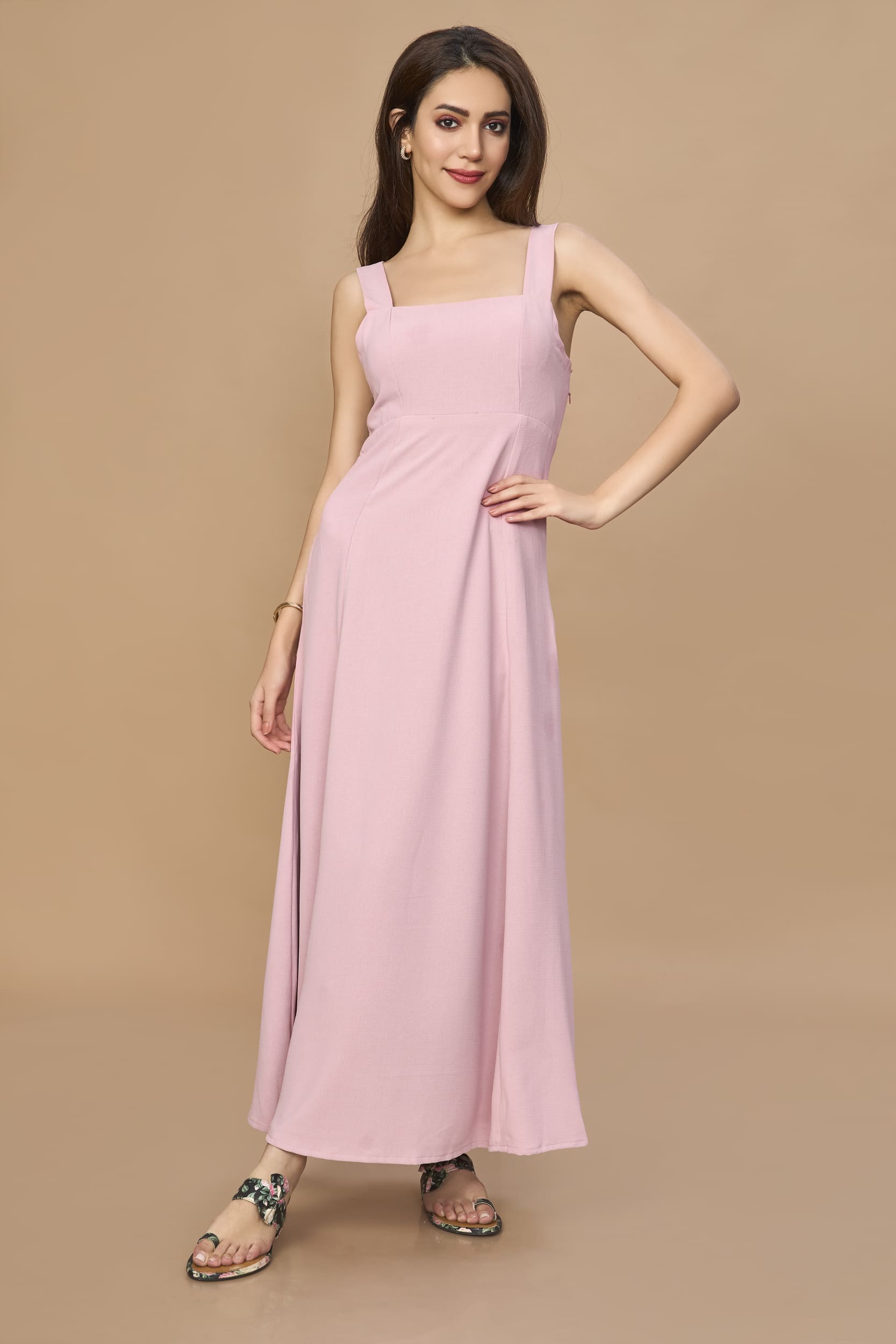 Open Back Aline Midi Dress