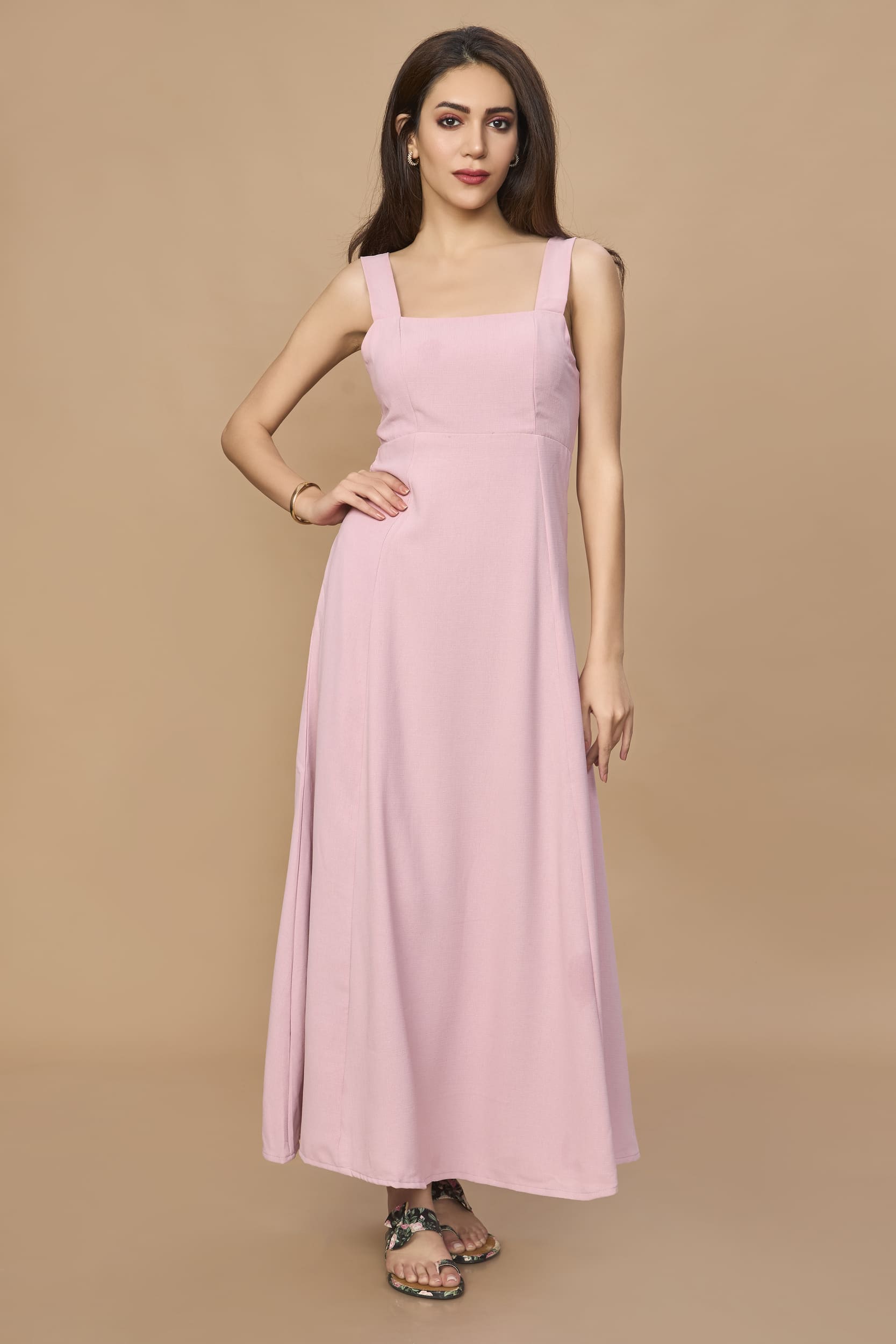 Open Back Aline Midi Dress