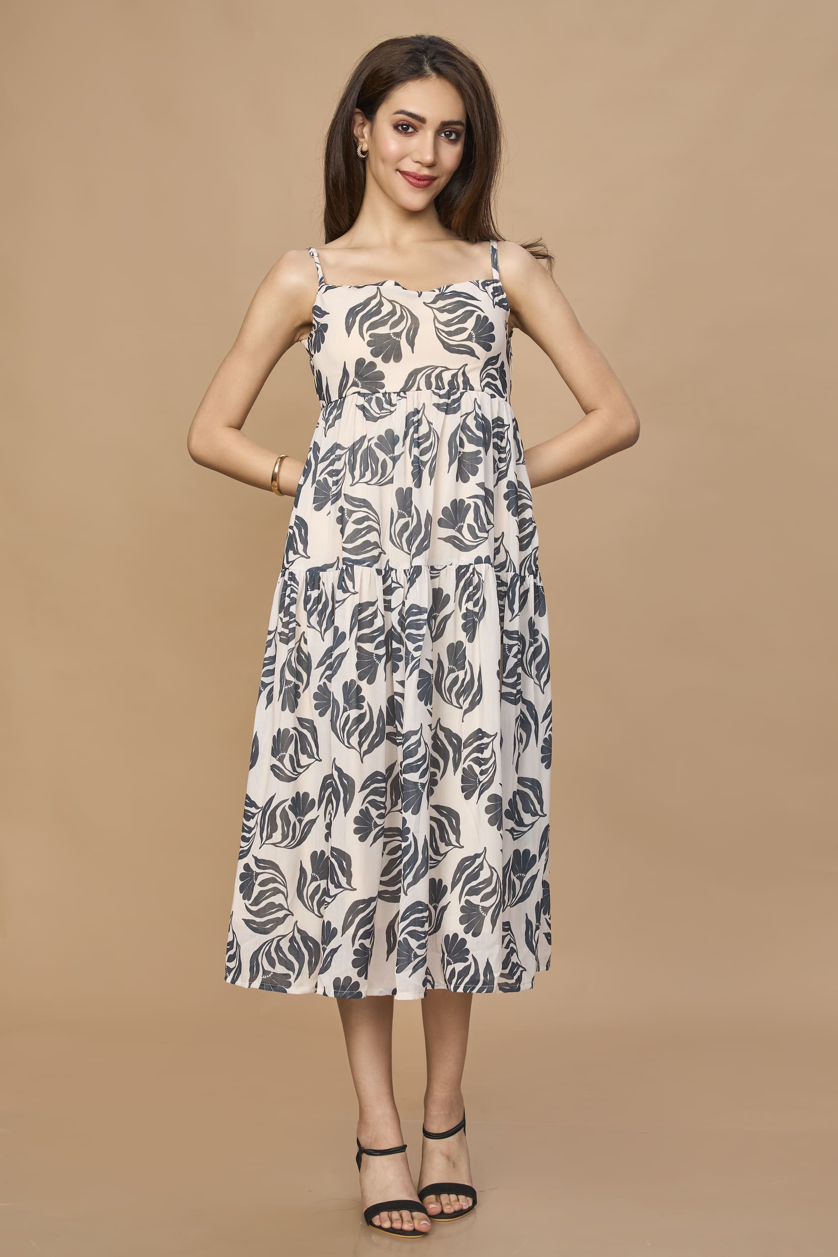 Tropical Printed Midi Dress