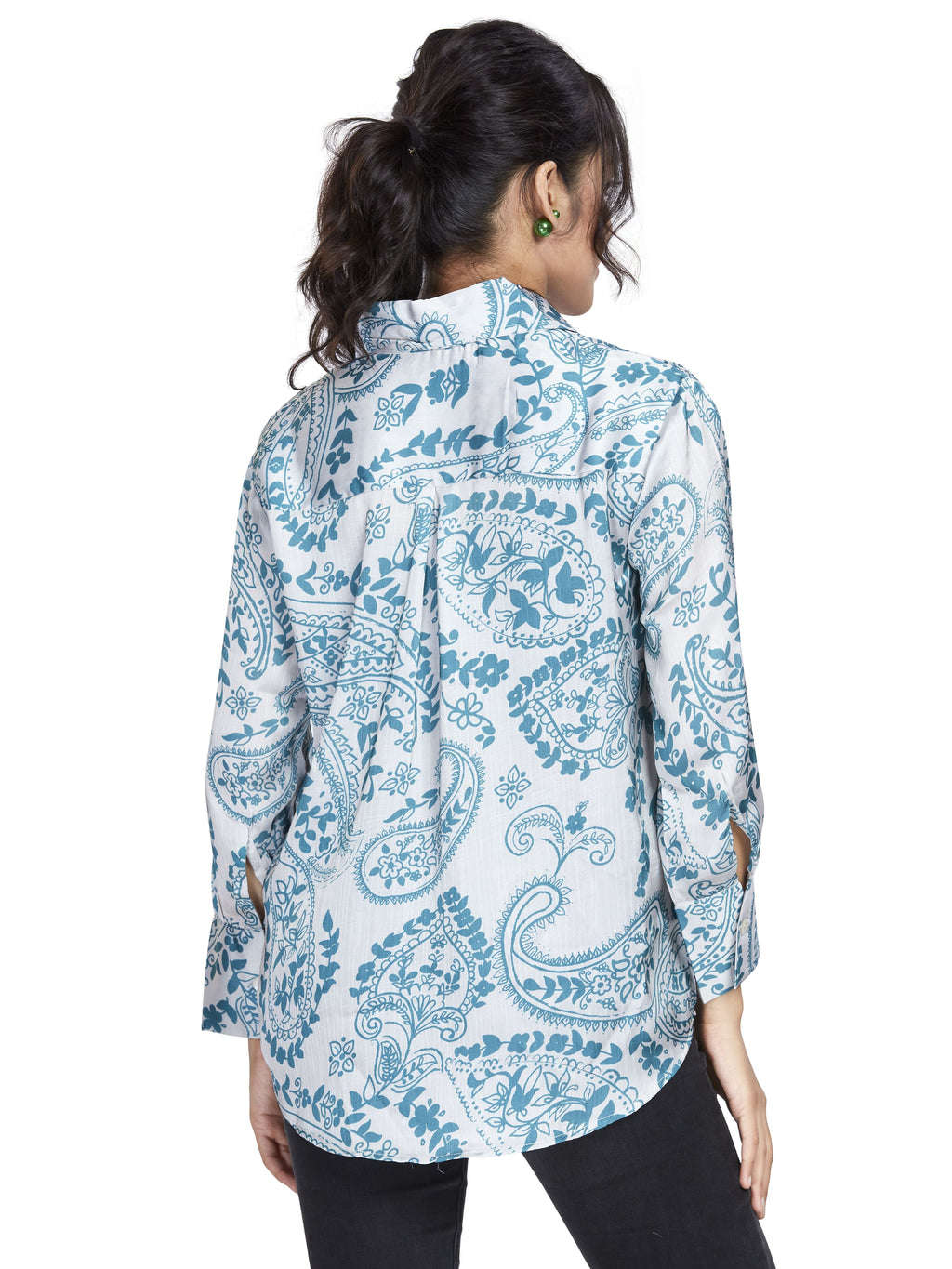 Abstract Print Satin Shirt