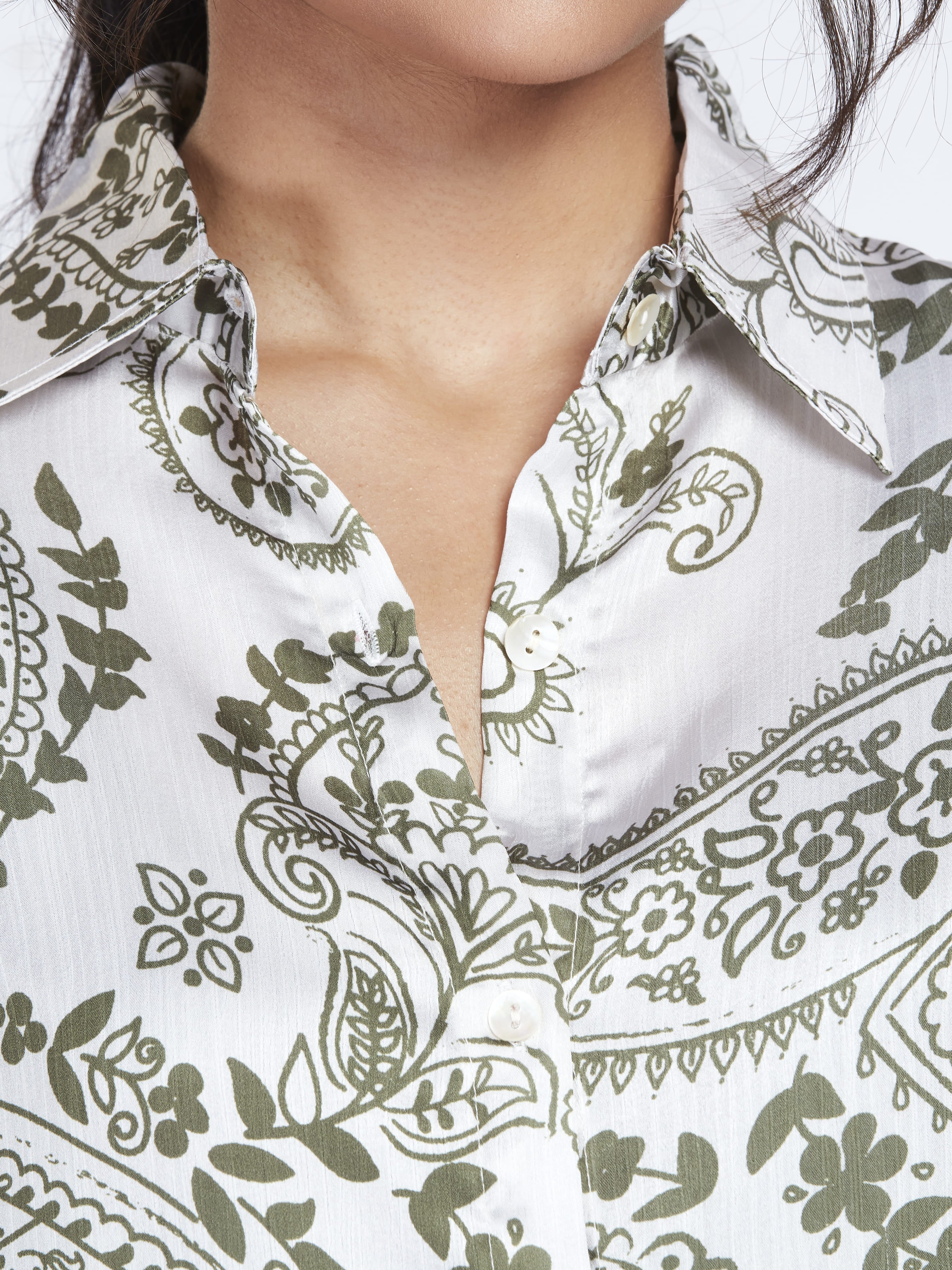 Abstract Print Satin Shirt