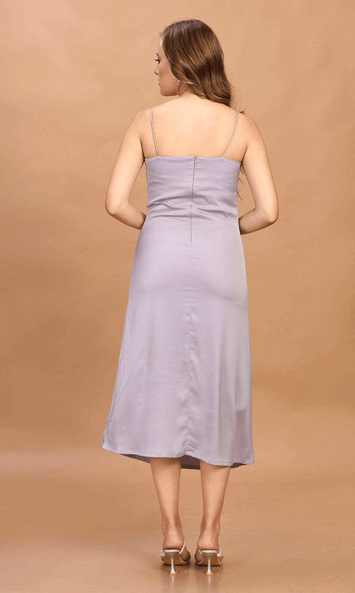 Lilac Satin Midi Dress