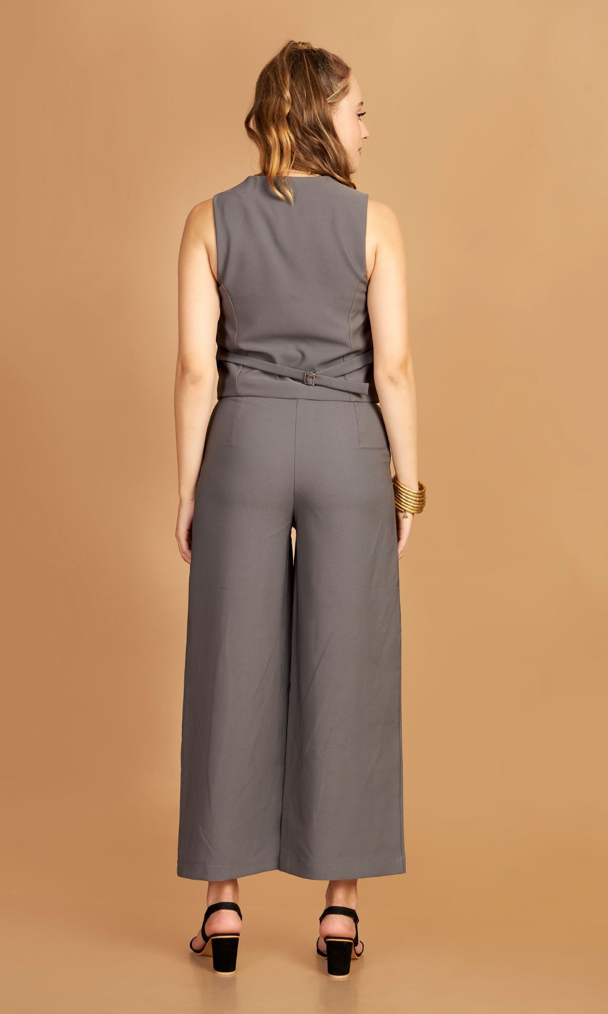 Grey Waist Coat Pant Set