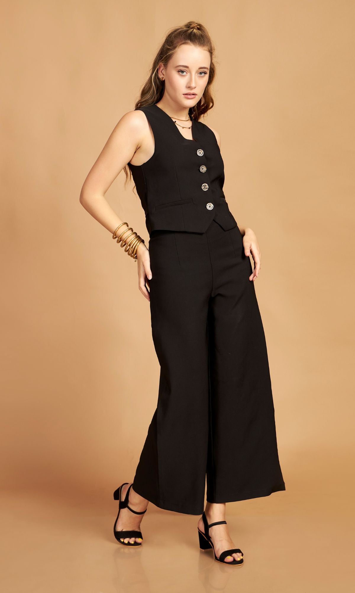 Black Waist Coat Pant Set