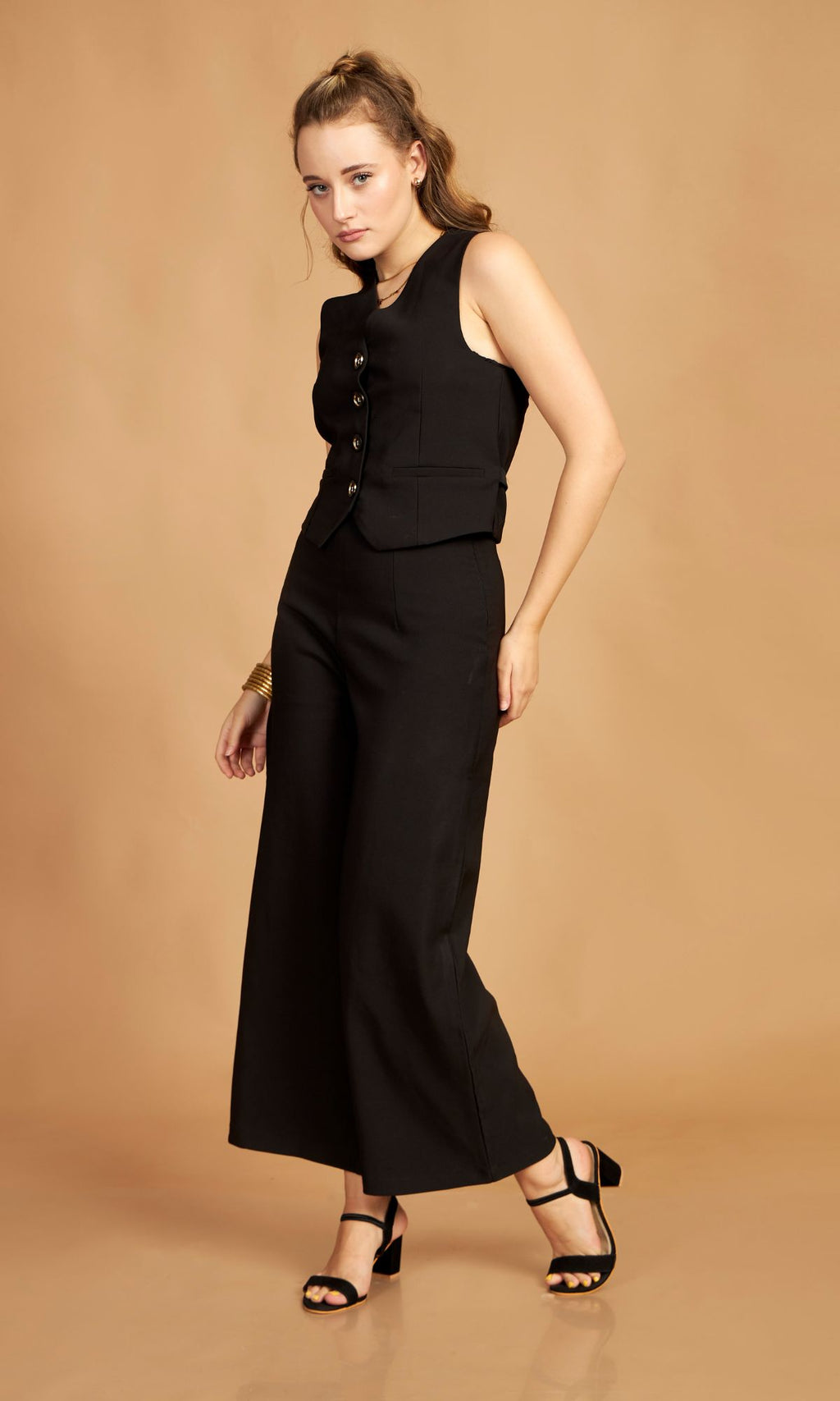 Black Waist Coat Pant Set