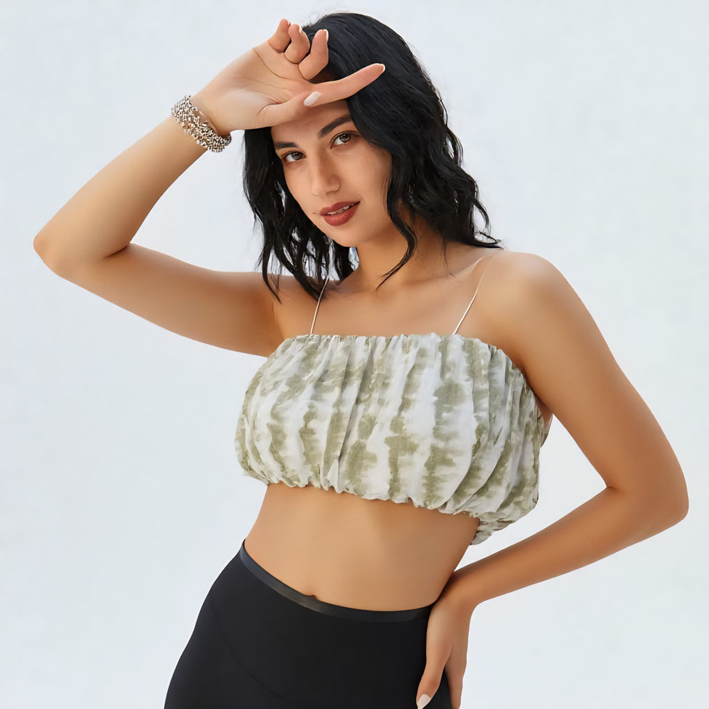 Olive Mist Ruched Tube Top