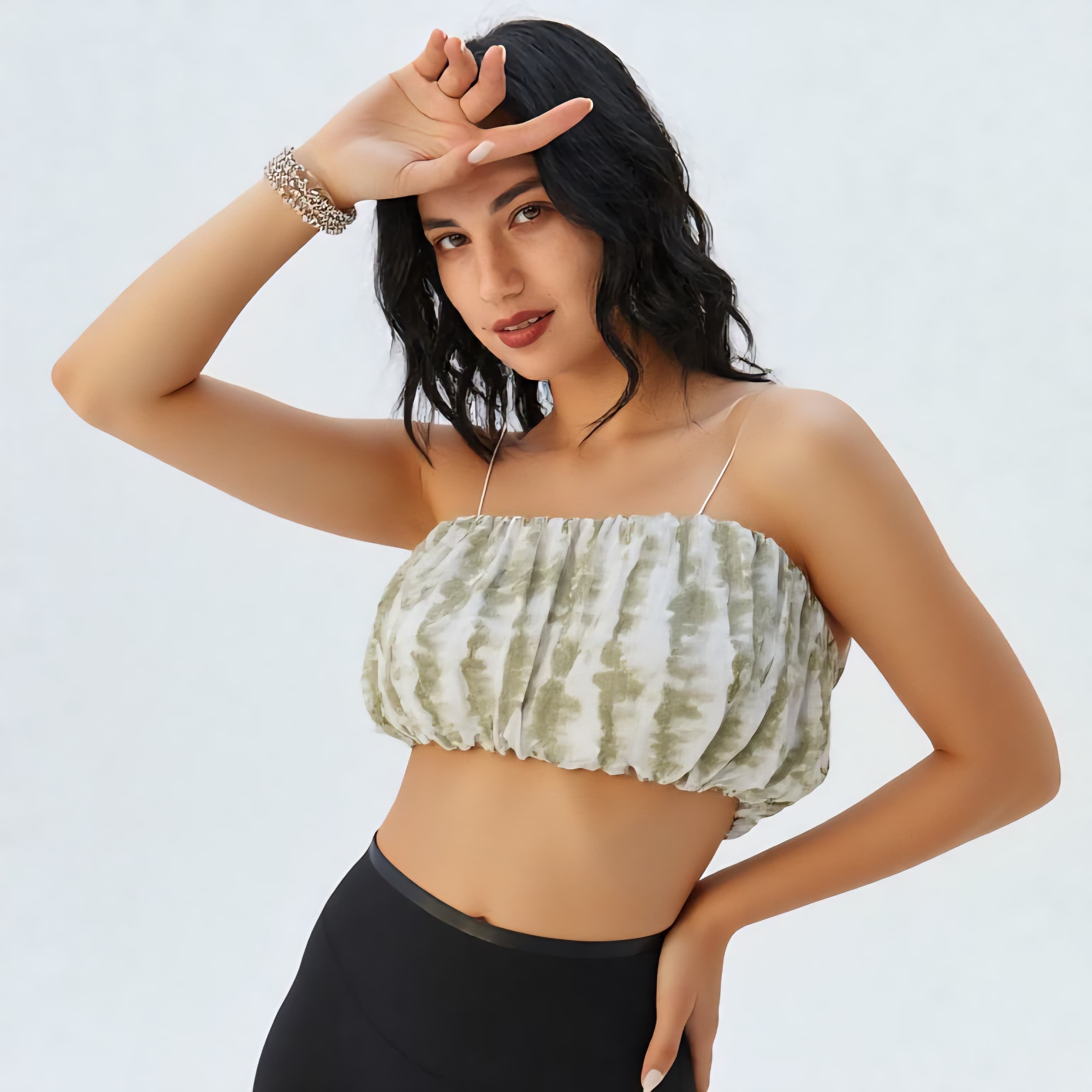 Olive Mist Ruched Tube Top