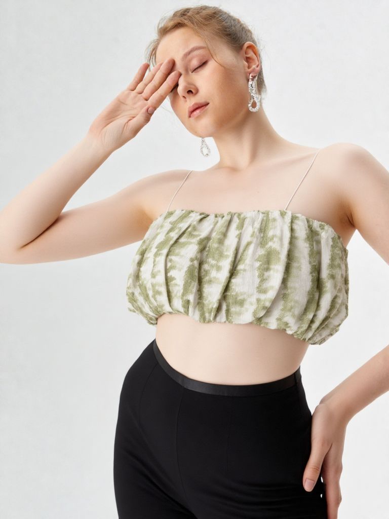 Olive Mist Ruched Tube Top