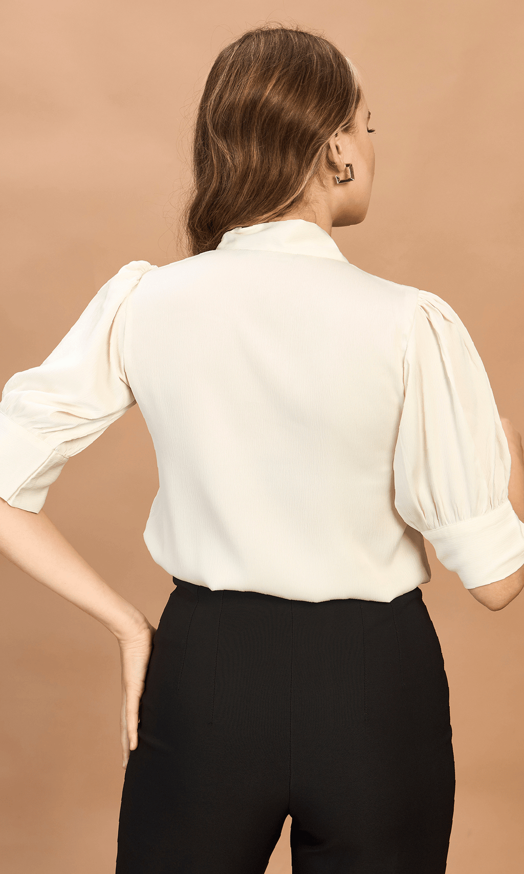 Pearl Satin Tie Neck Top