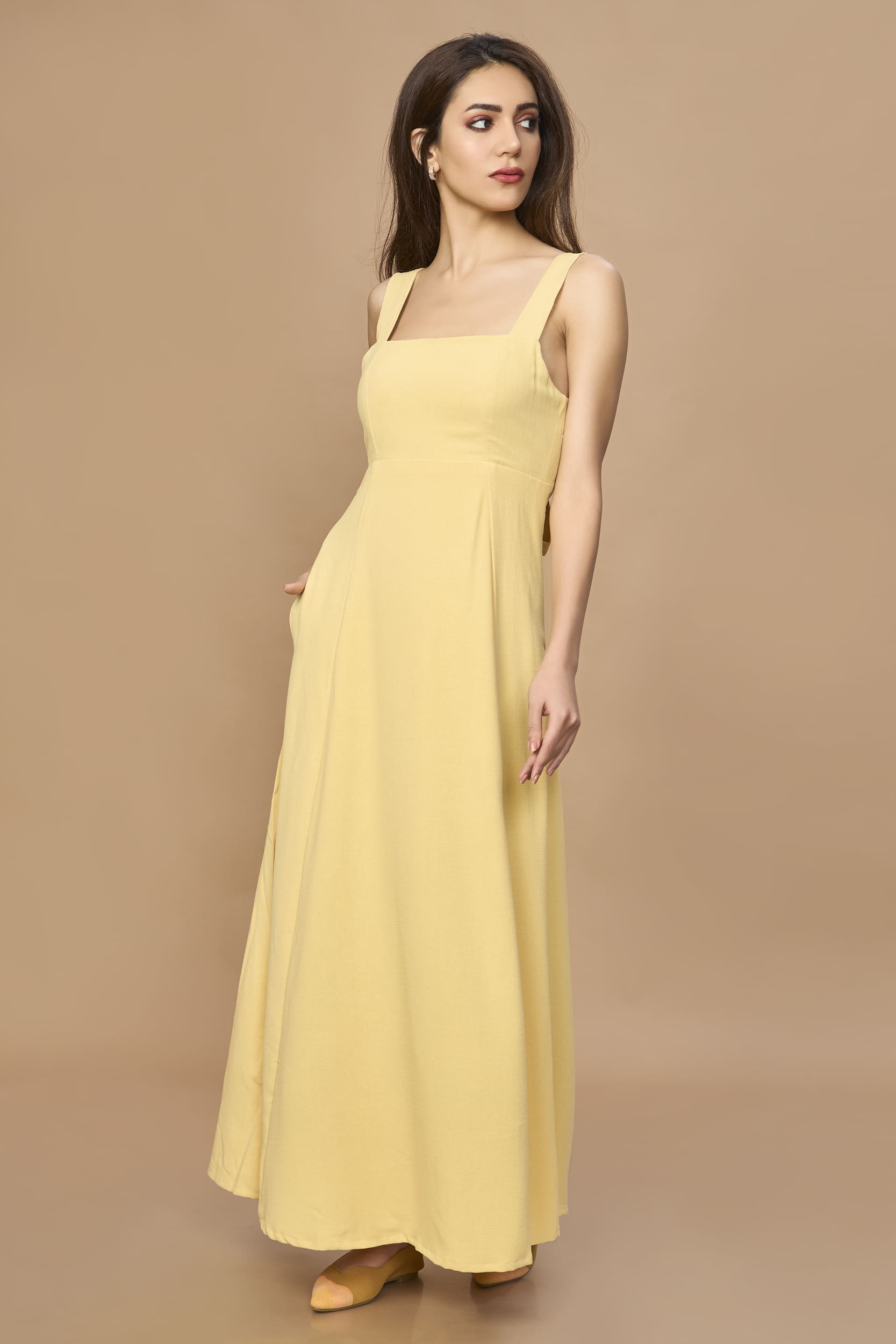 Open Back Aline Midi Dress