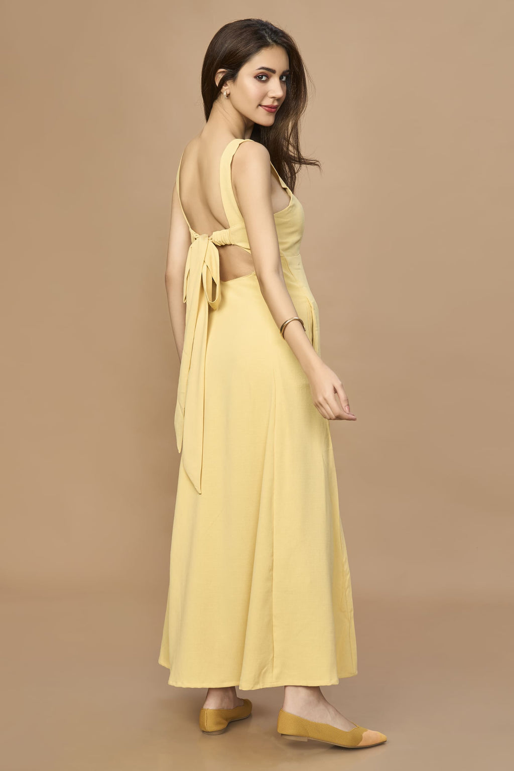 Open Back Aline Midi Dress