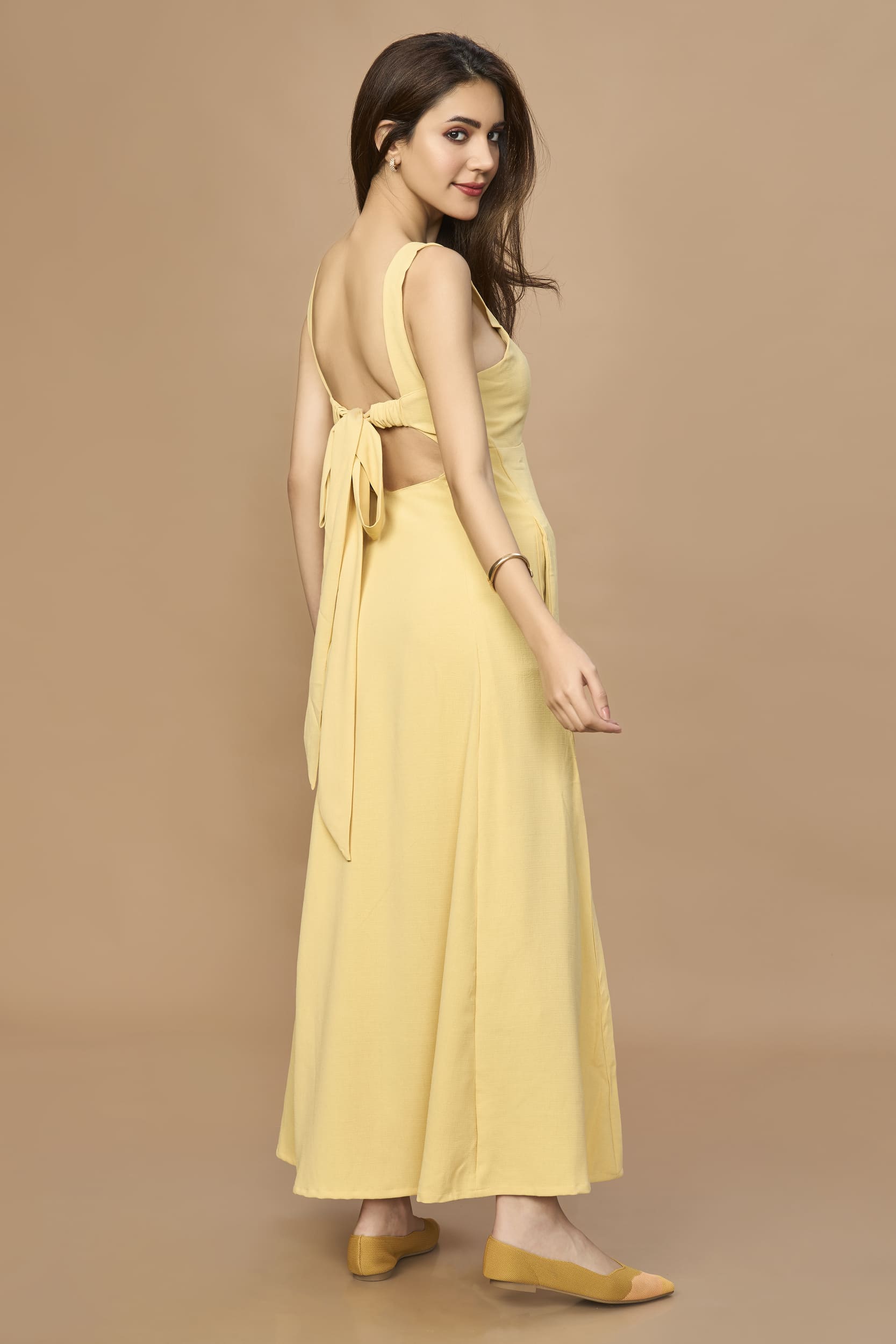 Open Back Aline Midi Dress
