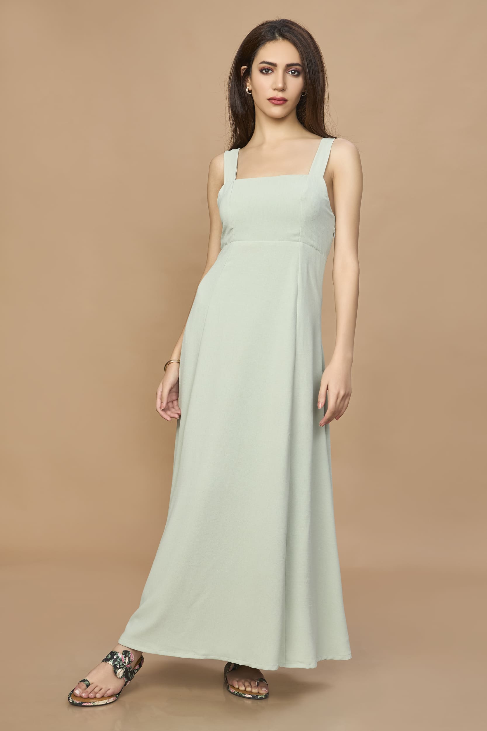 Open Back Aline Midi Dress