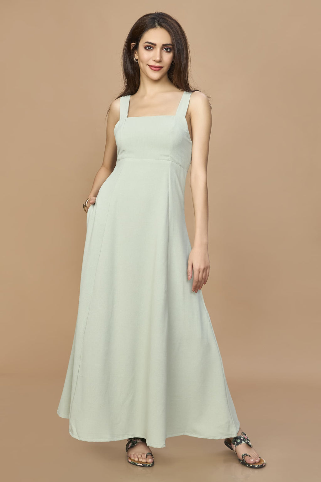 Open Back Aline Midi Dress