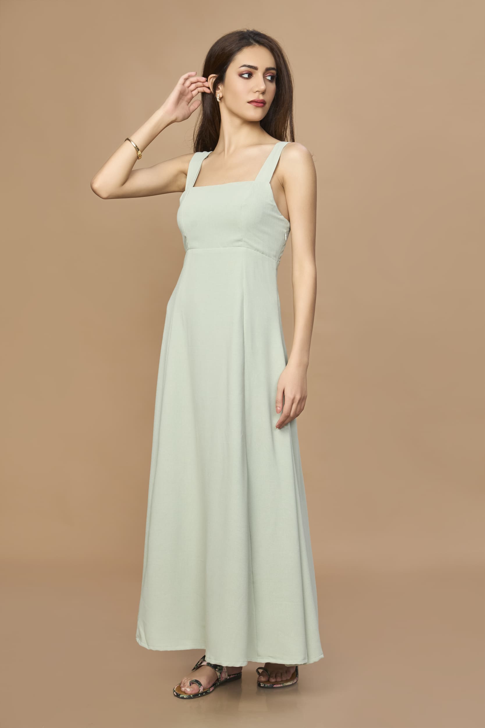 Open Back Aline Midi Dress