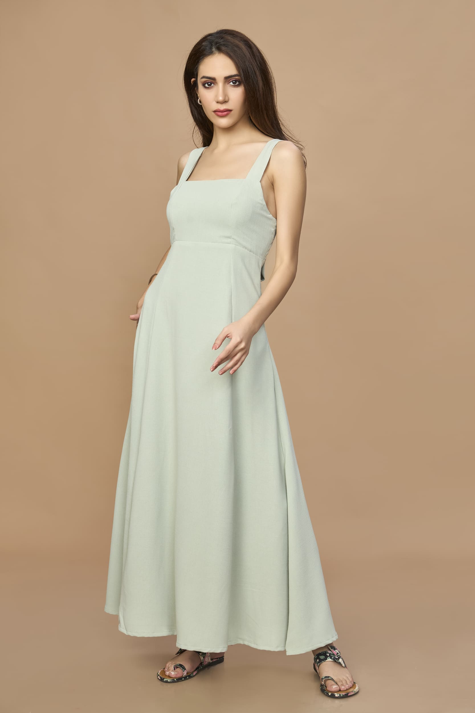 Open Back Aline Midi Dress