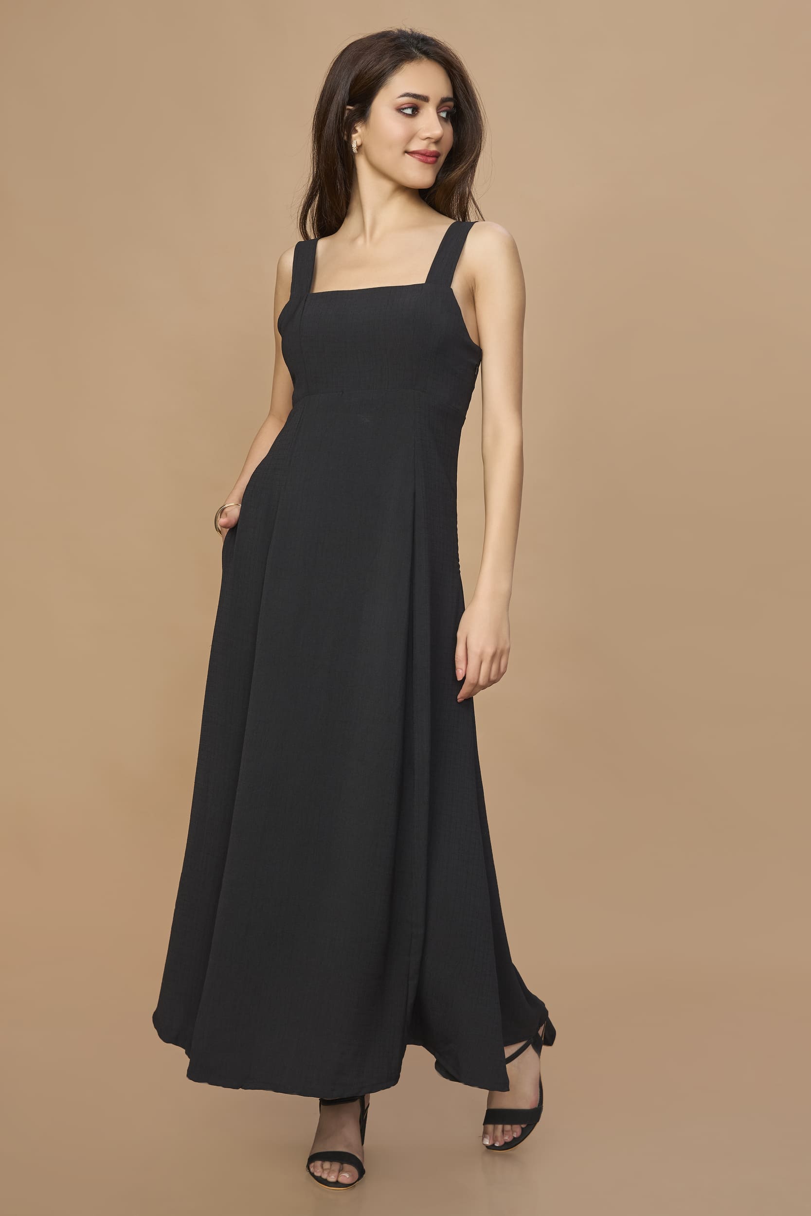 Open Back Aline Midi Dress