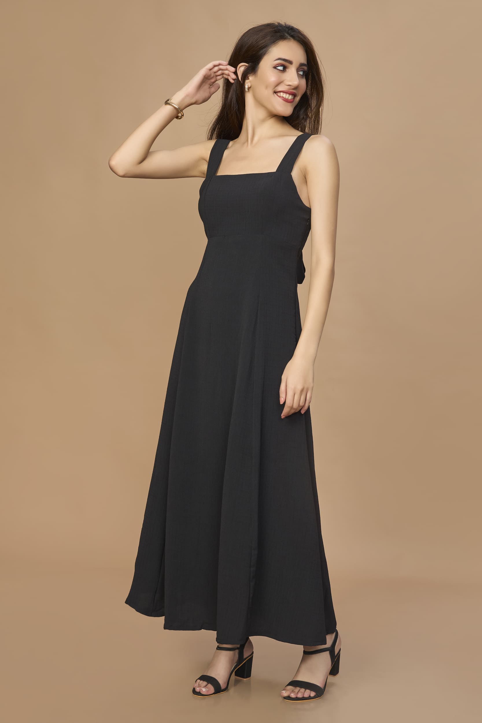 Open Back Aline Midi Dress