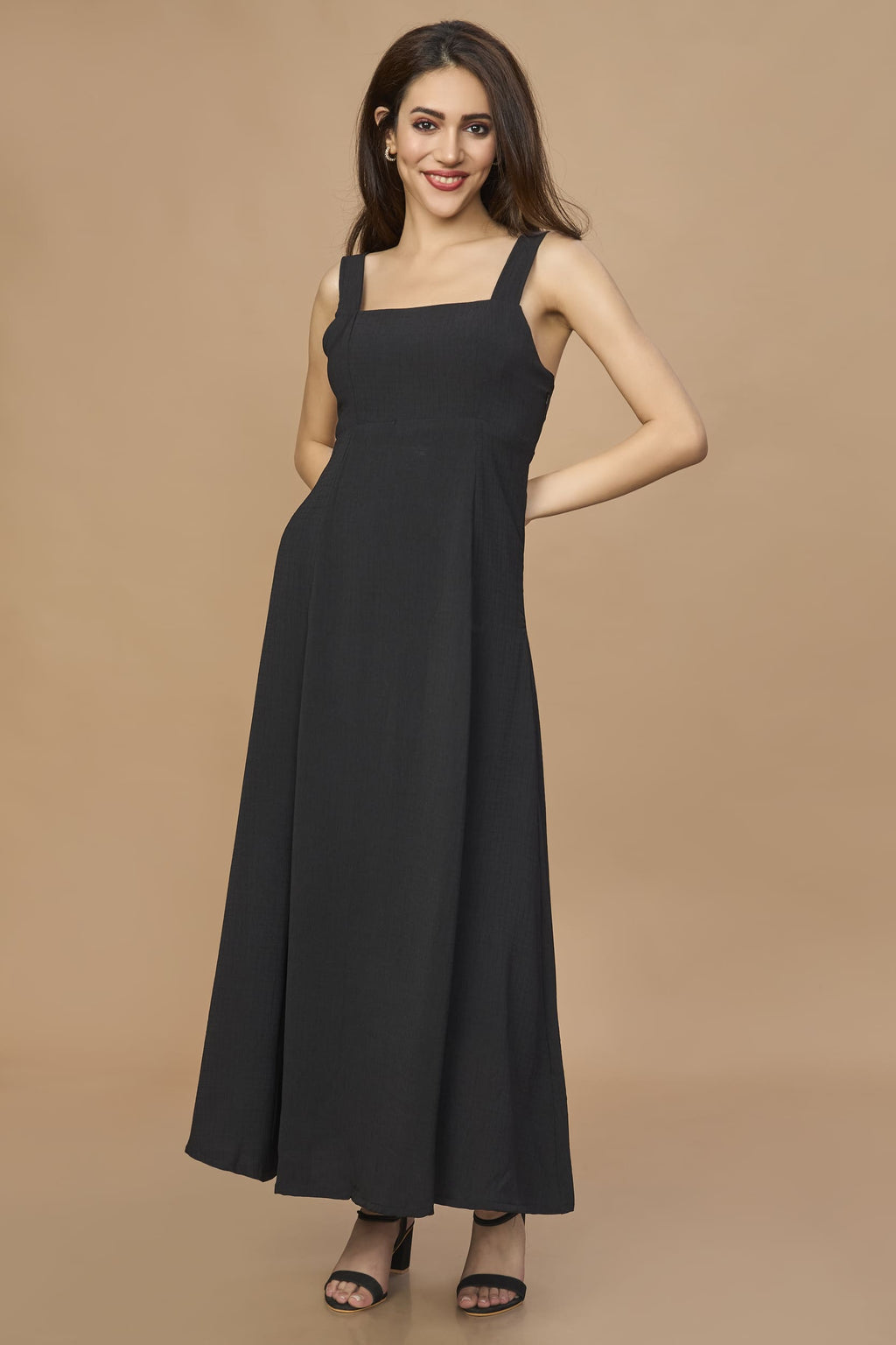 Open Back Aline Midi Dress