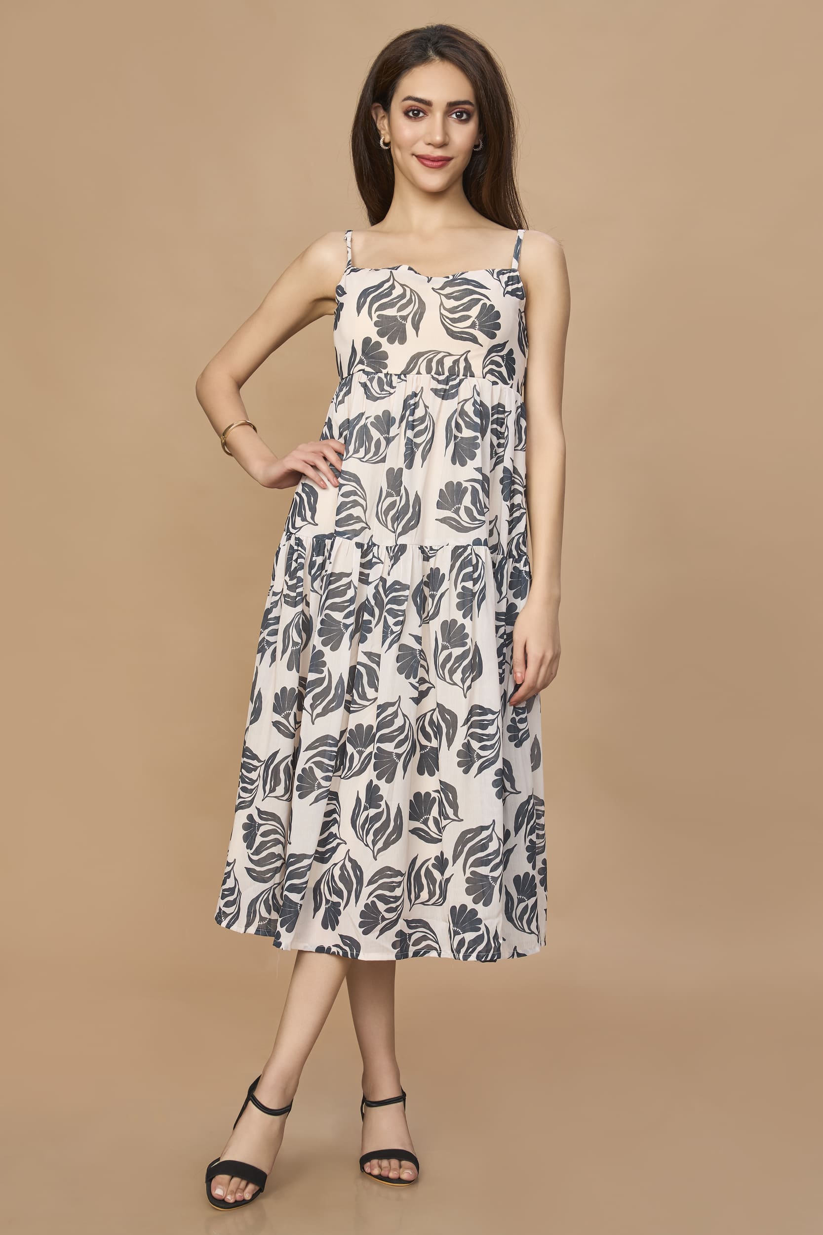 Tropical Printed Midi Dress