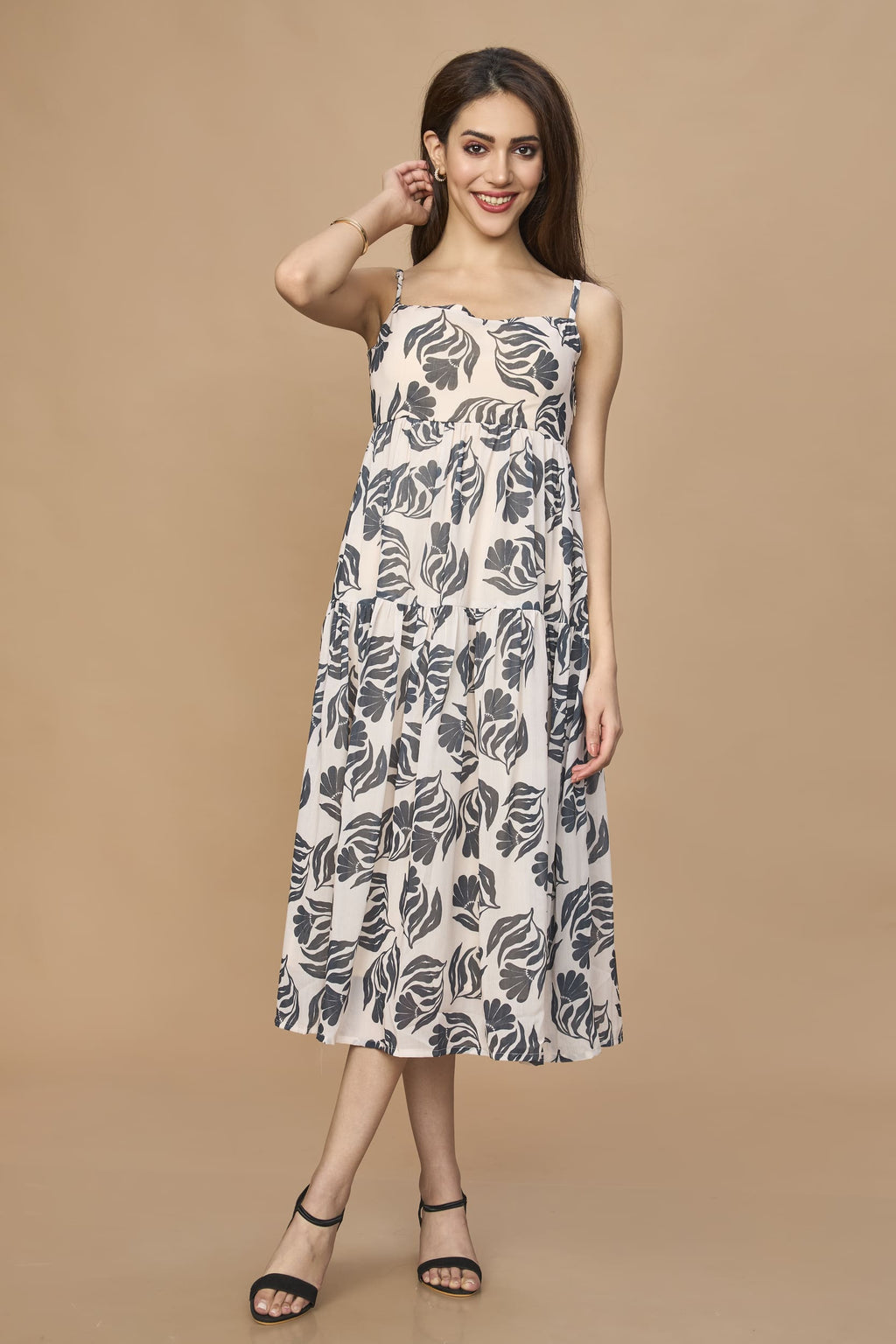 Tropical Printed Midi Dress