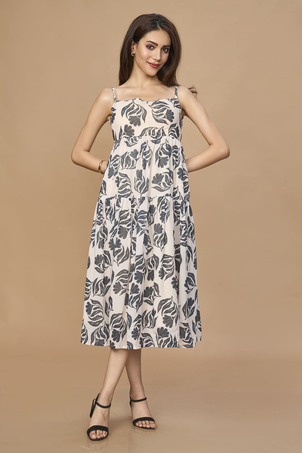 Tropical Printed Midi Dress