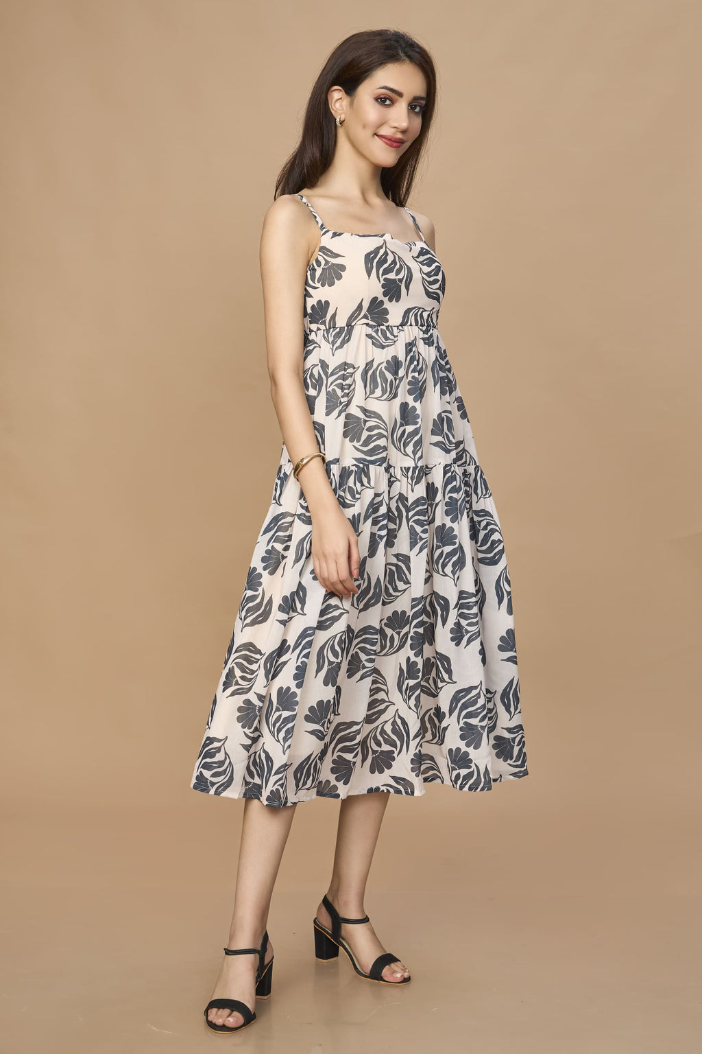 Tropical Printed Midi Dress