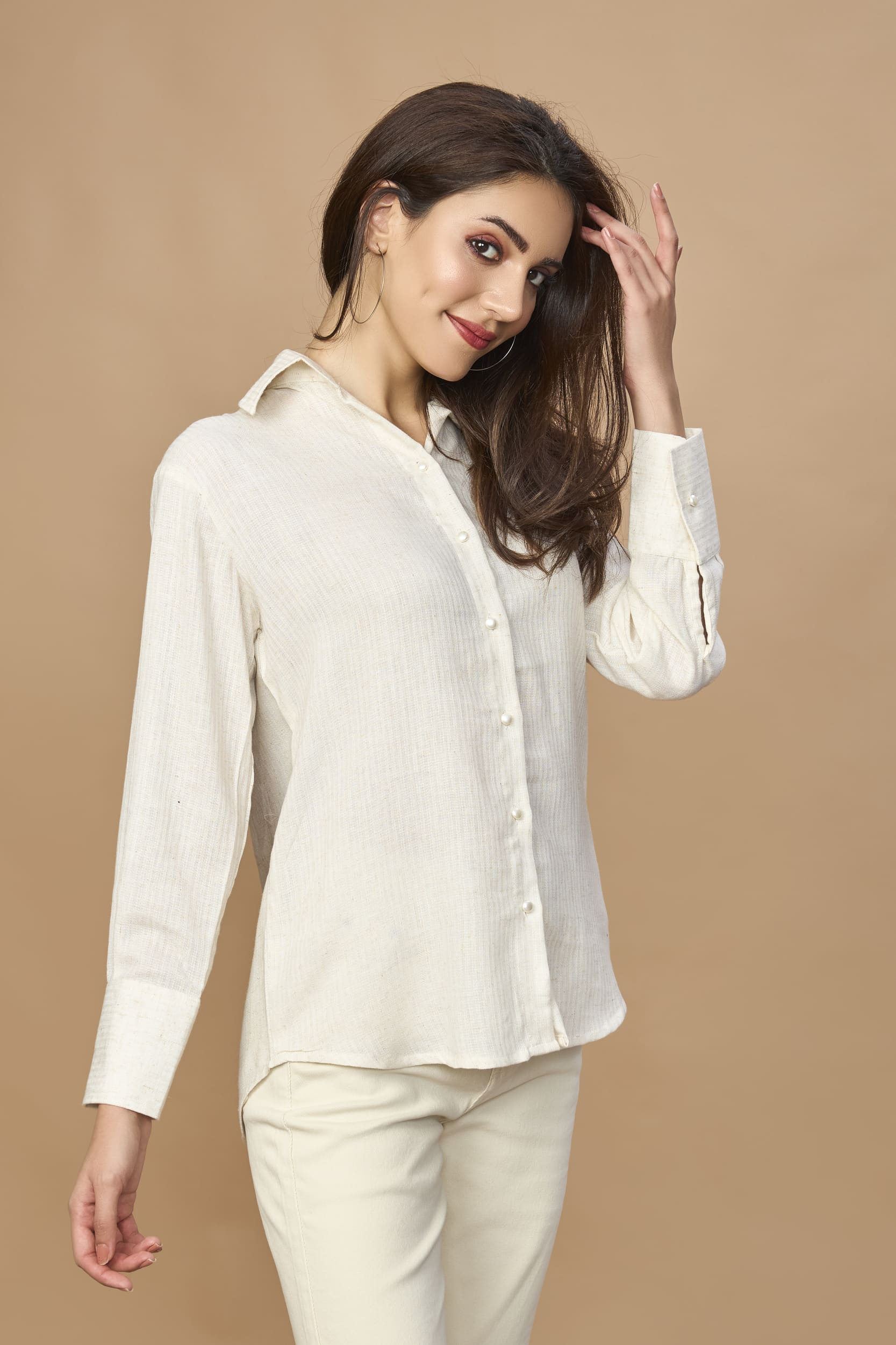 Linen Natural Plain Shirt