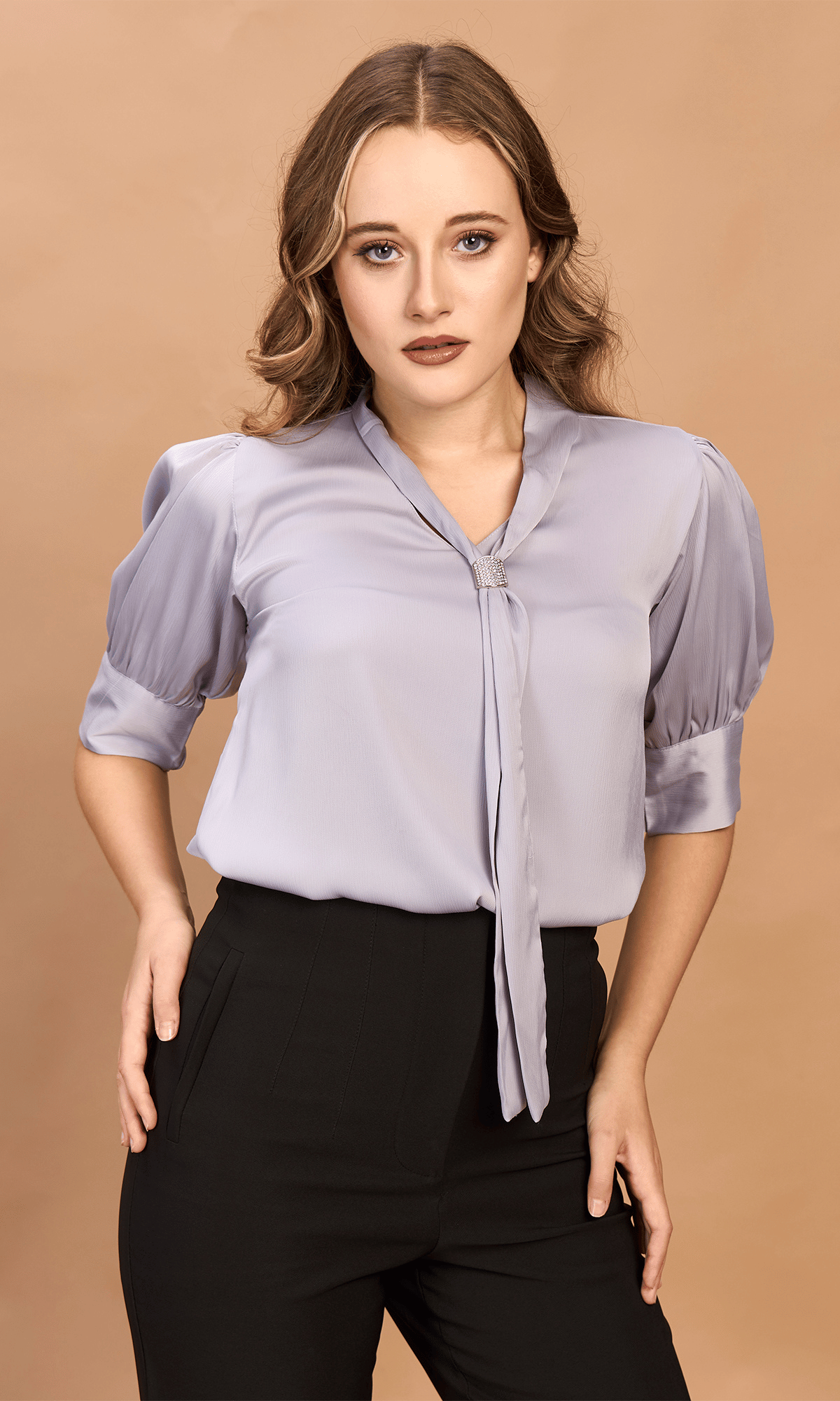 Satin Tie Neck Top